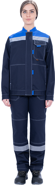 Костюм женский РАЦИОНАЛИЗАТОР летний, т.синий-василёк, 100% х/б, (куртка, брюки)