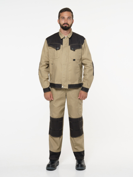 Куртка "Вест-Ворк" короткая, бежевая с черным (ЧЗ)