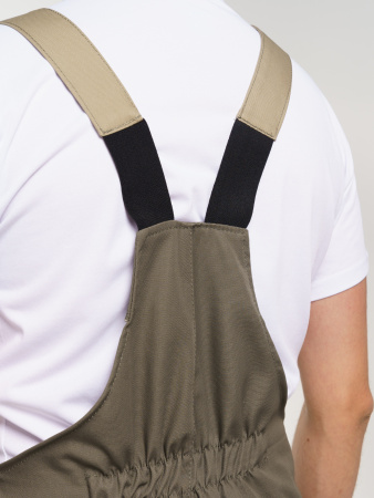 Полукомбинезон рабочий мужской №116 хаки, черный с бежевым, СОП, ткань Канвас