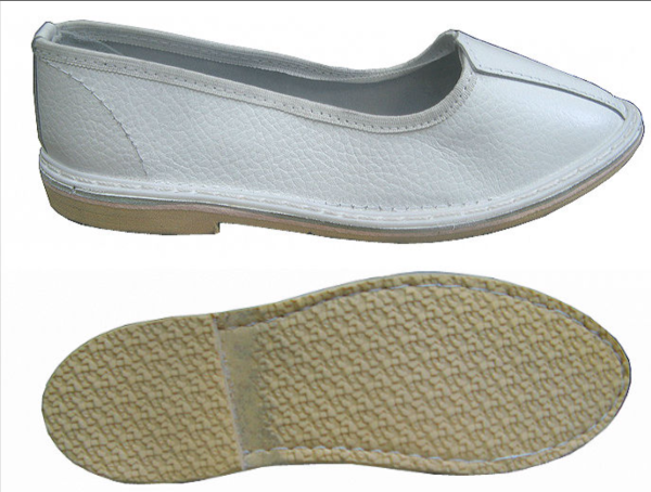 Тапочки кожаные на рез. подошве белого цв мод.120-0037-01 ГОСТР12.4.187-97 ТРТС 019/2011 