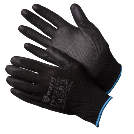 Перчатки GWARD Black нейлоновые черного цвета с полиуретановым покрытием (арт. PU1001)