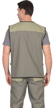 Жилет "ВЕСТ-ВОРК" летний: т.оливковый со св.оливковым (ЧЗ)