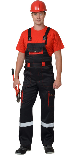 Костюм "ТИТАН": куртка кор., п/комб. черный с красным с СОП (ЧЗ)