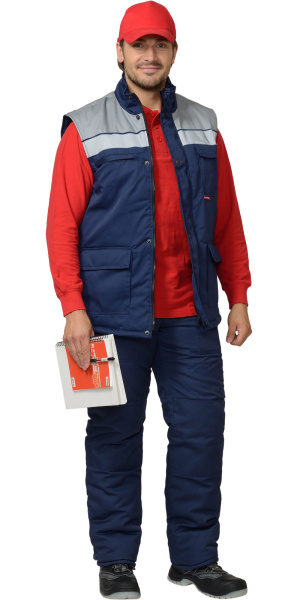 Жилет "Спец" утеплённый мужской синий с серым (ЧЗ)