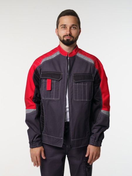 Куртка рабочая мужская №116 цвет серый с красным, черным