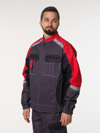 Куртка рабочая мужская №116 цвет серый с красным, черным