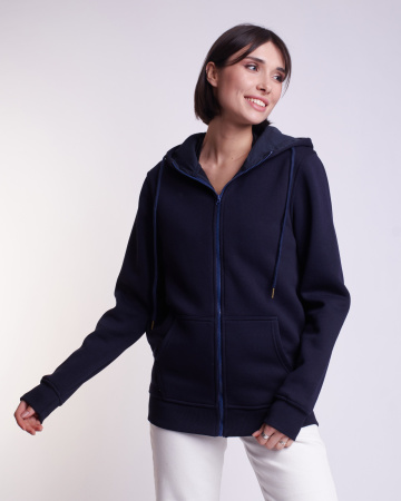 Толстовка (худи) на молнии ПЕТЛЯ темно-синяя