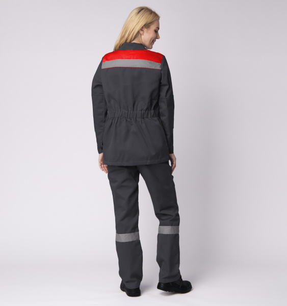 Костюм женский Веснис-1 СОП (тк.Смесовая,210) брюки, т.серый/красный