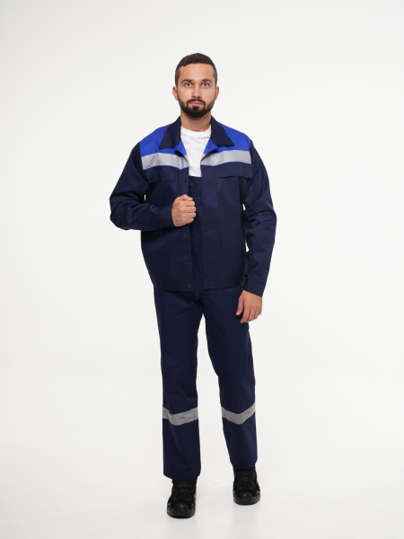 Куртка рабочая мужская №112 тёмно-синий с васильковым (ЧЗ)