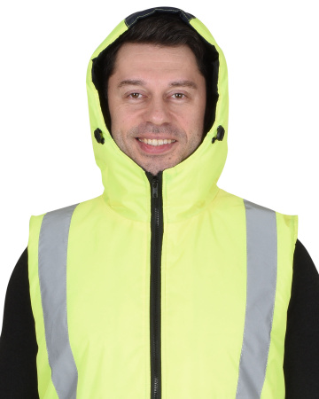 Жилет "Терминал" с капюшоном темно-синий с лимонным (ЧЗ)