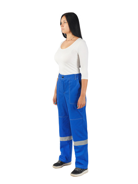 Костюм женский Смена (тк.Саржа,250) брюки, васильковый/серый (Текстильторг) (ЧЗ)