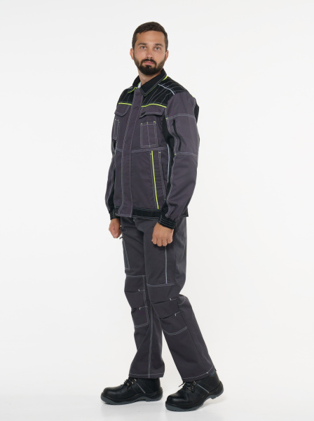 Куртка "Престиж" кор.,летняя темно-серая с лим. кантом тк.Rodos (245 гр/кв.м) (ЧЗ)