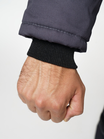 Куртка мужская зимняя Кур703 ткань Твил, цвет темно-серый с красным