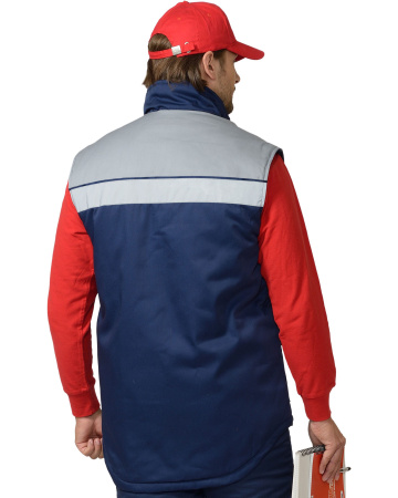 Жилет "Спец" утеплённый мужской синий с серым (ЧЗ)