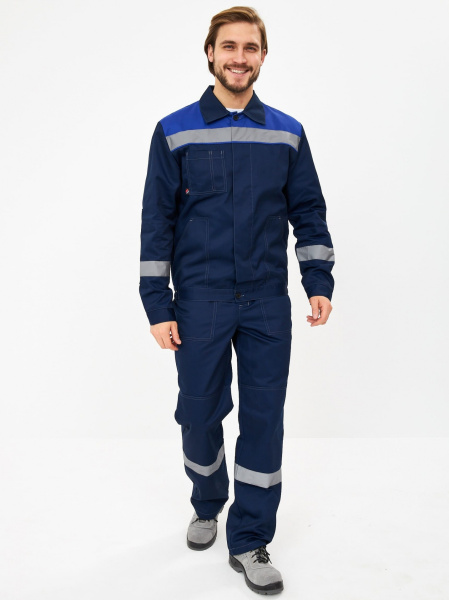 Костюм Лигор-1 Премиум СОП (тк.Смесовая,240) брюки, т.синий/васильковый