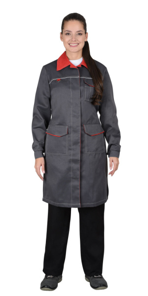 Халат "Флорида" женский серый с красным (ЧЗ)