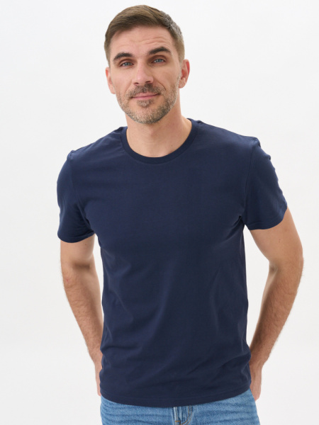 Футболки МУЖСКИЕ трикотажные (состав: 100% х/б); плотность 180 гр/м² (Т.Синий)